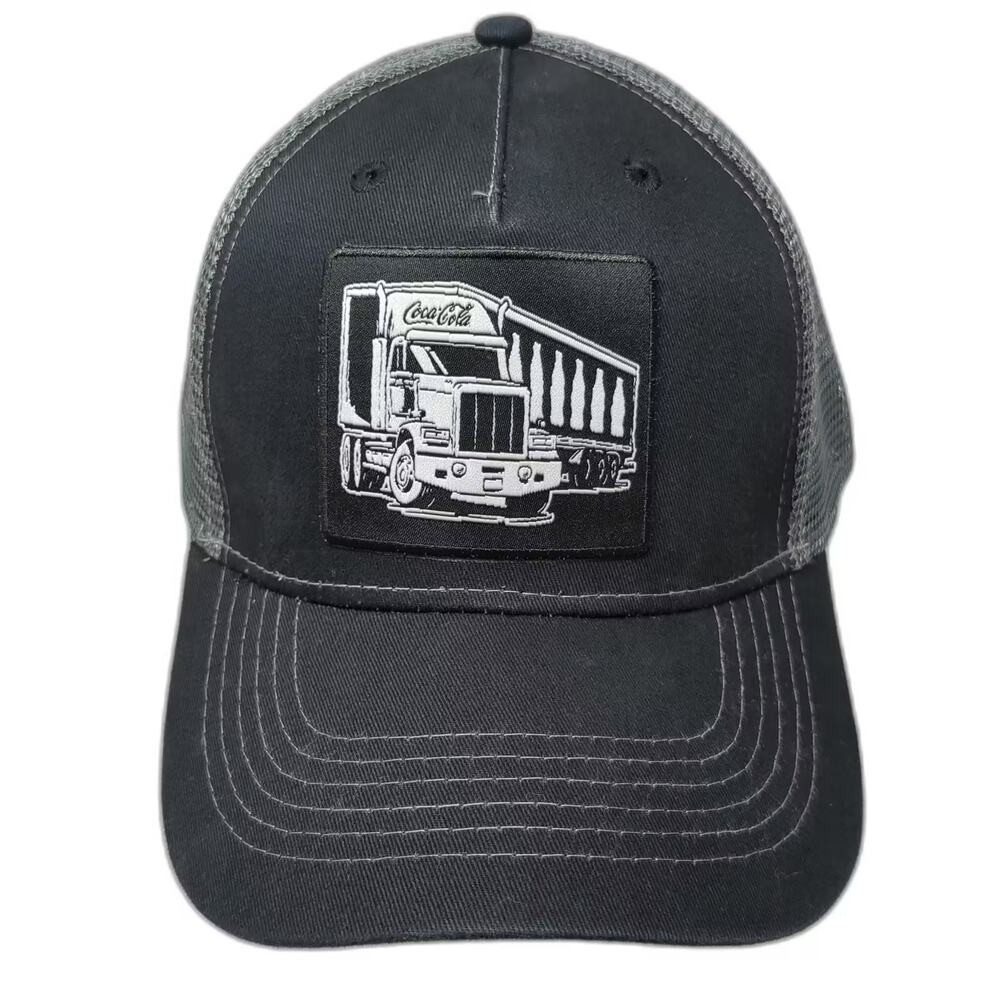 Hit Trucker Hat Black Gray Snapback One Size Coca-Cola Semi Truck Patch Mesh